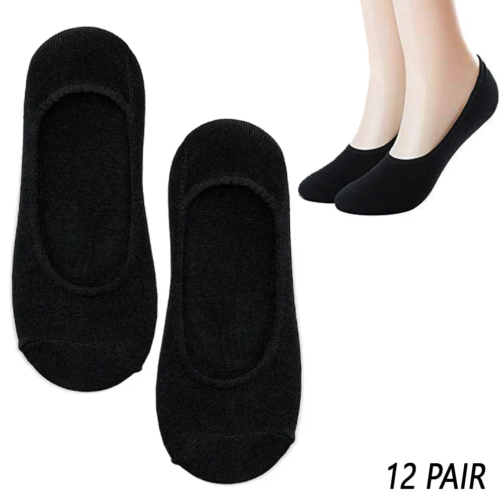 12 Pair Low Cut Footies Multicolor Foot Covers Dress Flat Shoes Liners Size 9-11