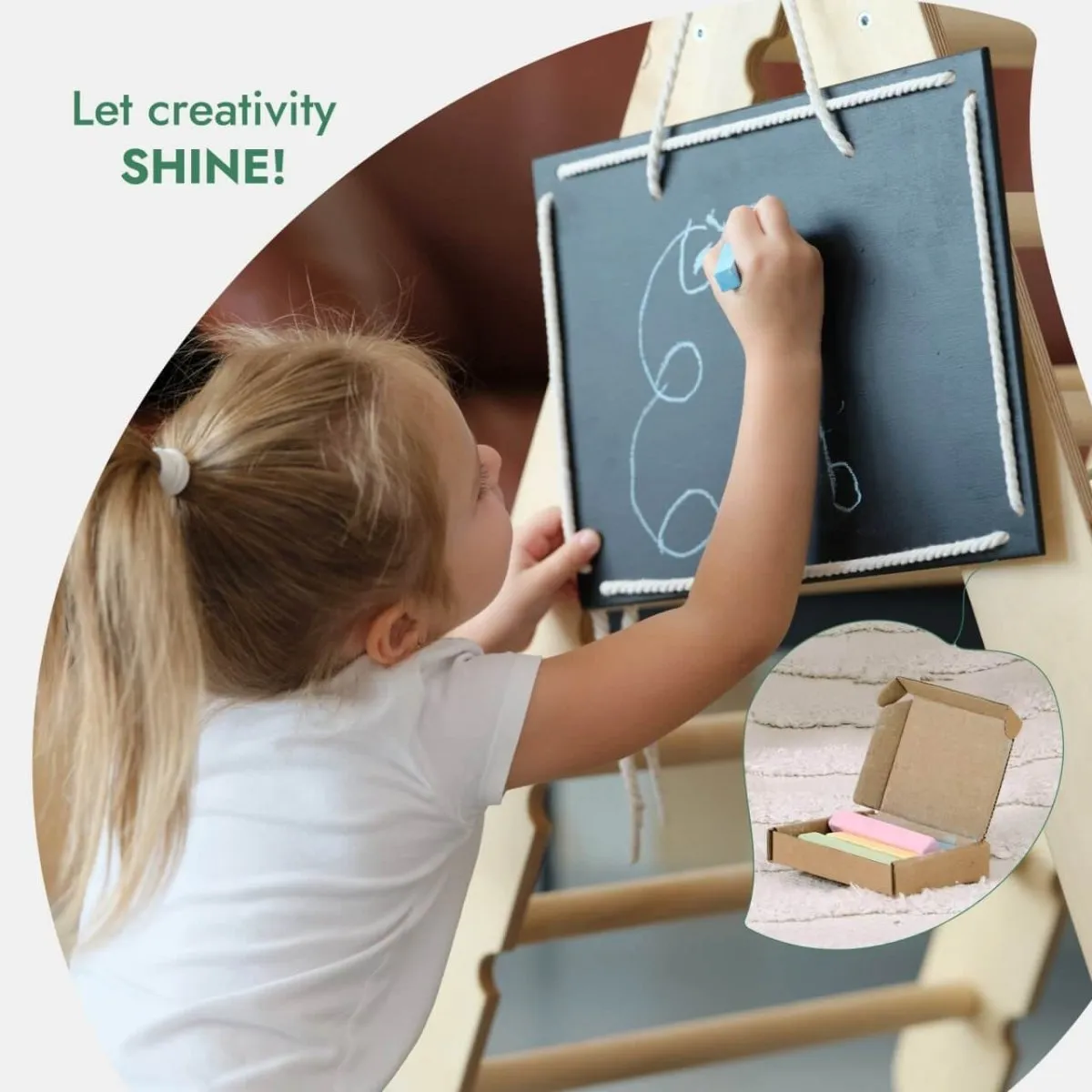 4in1 Montessori Climbing Set: Triangle Ladder   Arch/Rocker   Slide Board/Ramp   Climbing Net – Beige