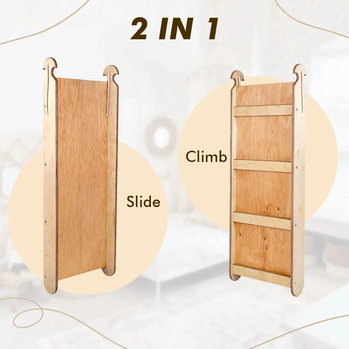 5in1 Montessori Climbing Set: Triangle Ladder   Climbing Arch   Slide Board   Cushion   Art Addition