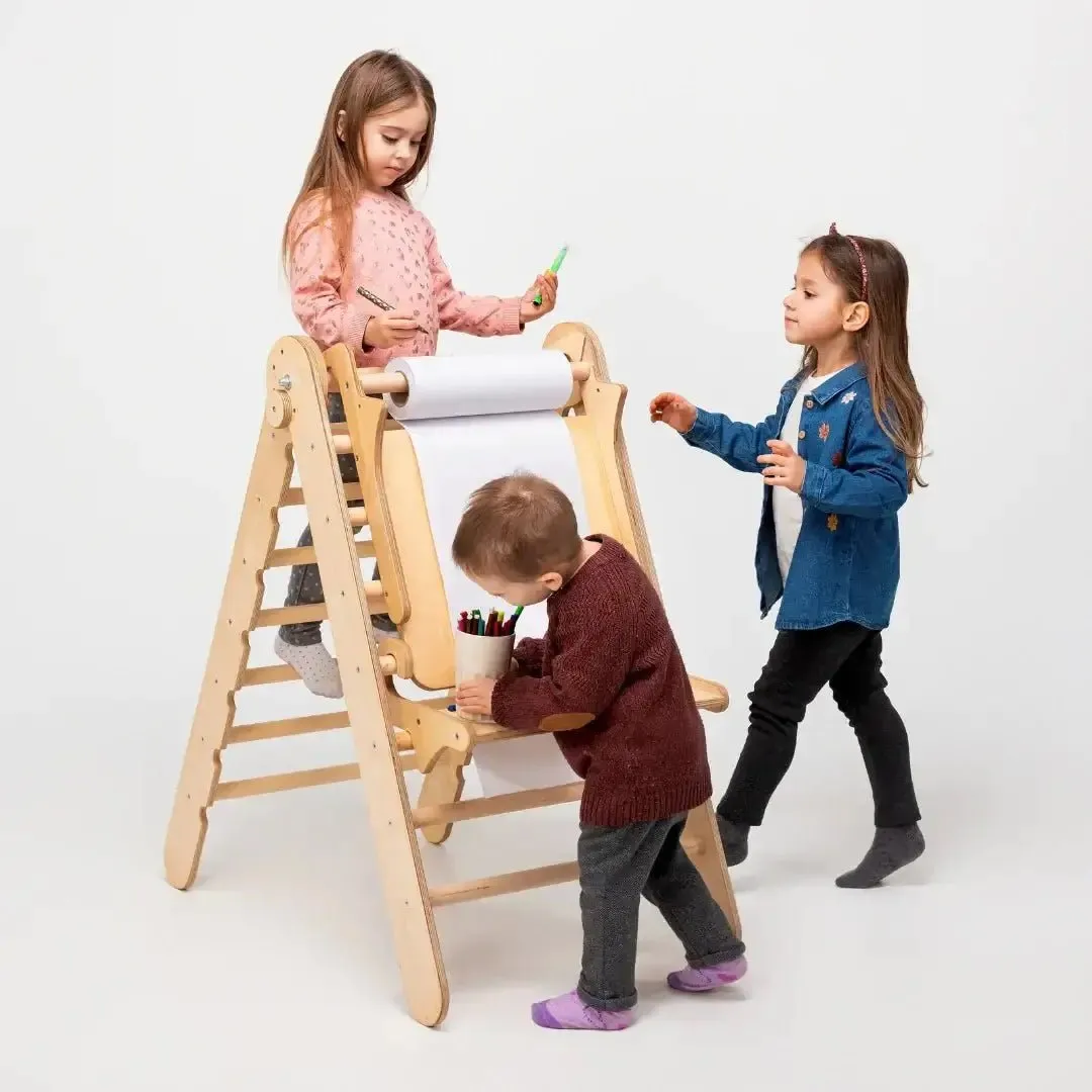 5in1 Montessori Climbing Set: Triangle Ladder   Climbing Arch   Slide Board   Cushion   Art Addition