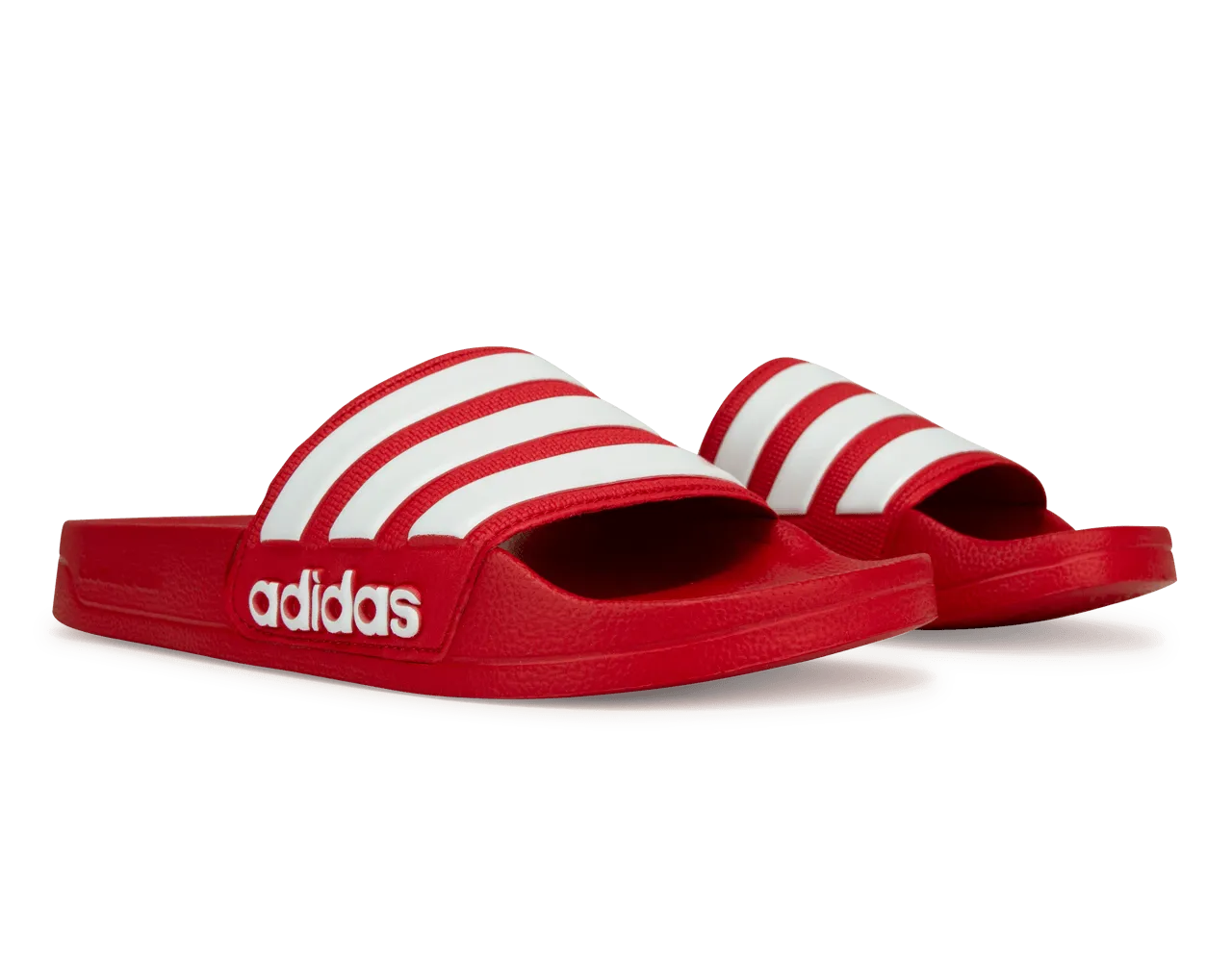 adidas Men's Adilette 3-Stripe Shower Slides Red/White