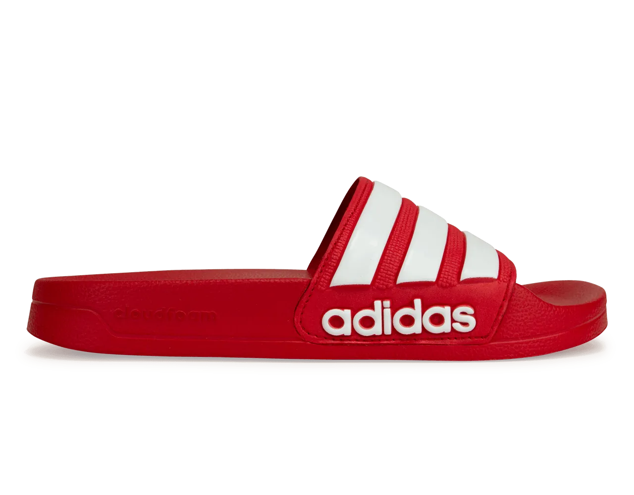 adidas Men's Adilette 3-Stripe Shower Slides Red/White