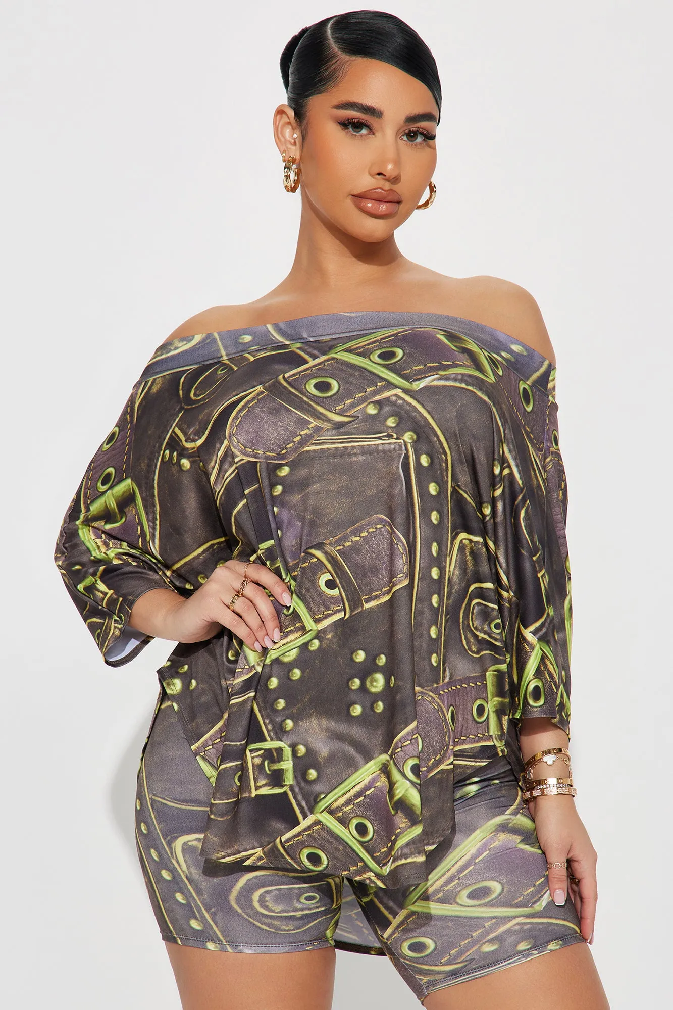 All Strapped In Biker Short Set - Olive