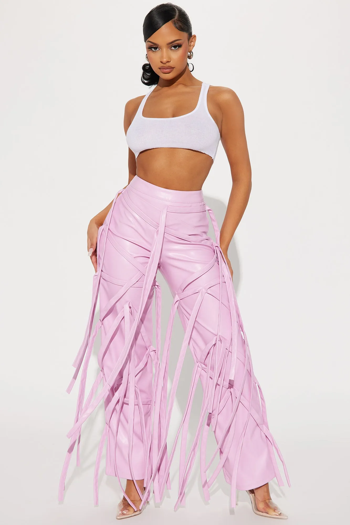 All Strapped Up Faux Leather Pant - Pink