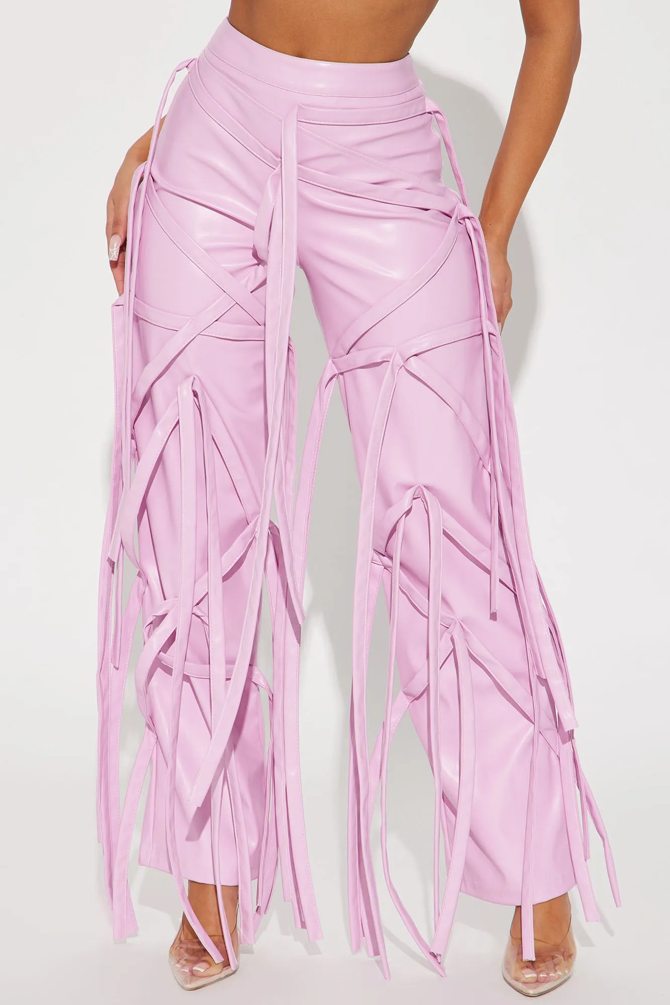 All Strapped Up Faux Leather Pant - Pink