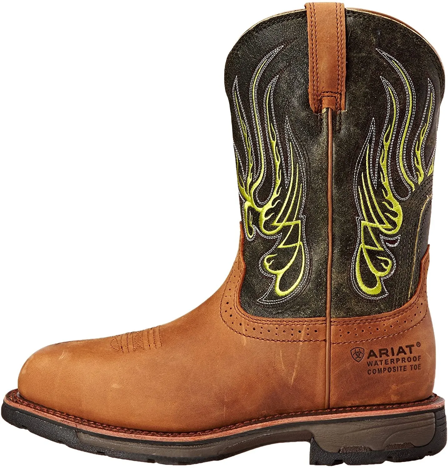 Ariat Men's Workhog Mesteno Wide Square H2O Composite Toe Work Boot, Rust/Moss Green