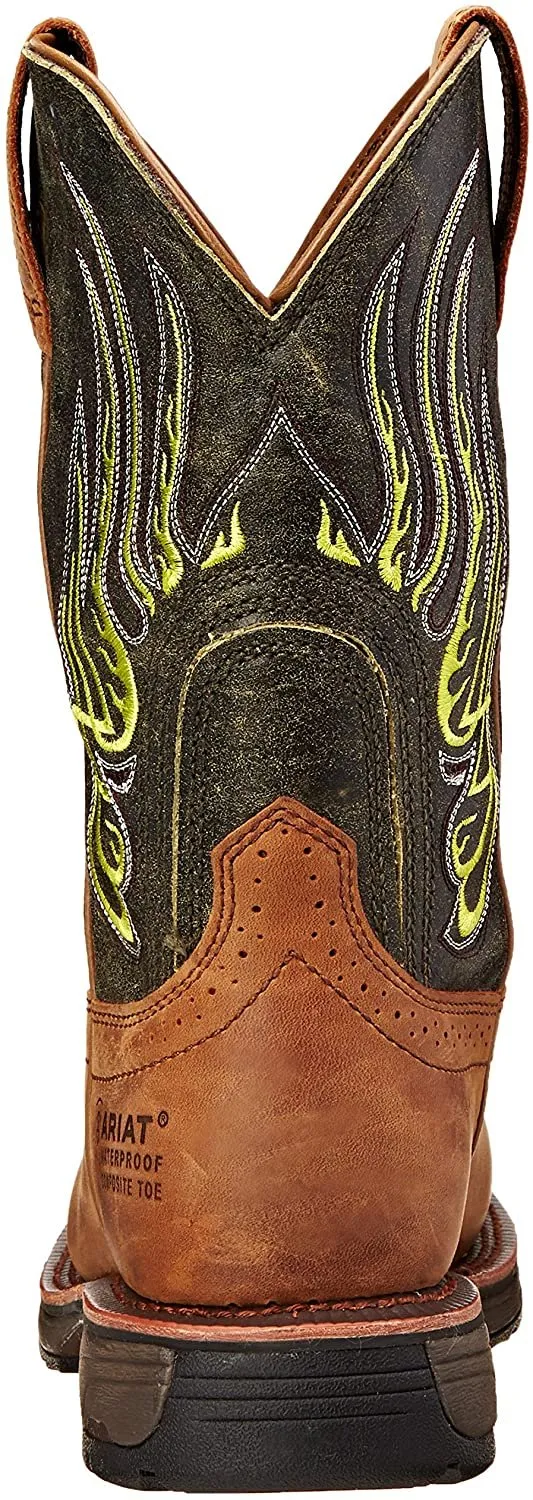 Ariat Men's Workhog Mesteno Wide Square H2O Composite Toe Work Boot, Rust/Moss Green