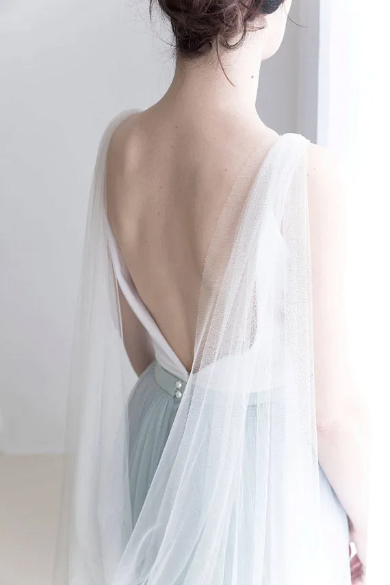 Bridal cape veil in custom color