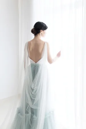 Bridal cape veil in custom color