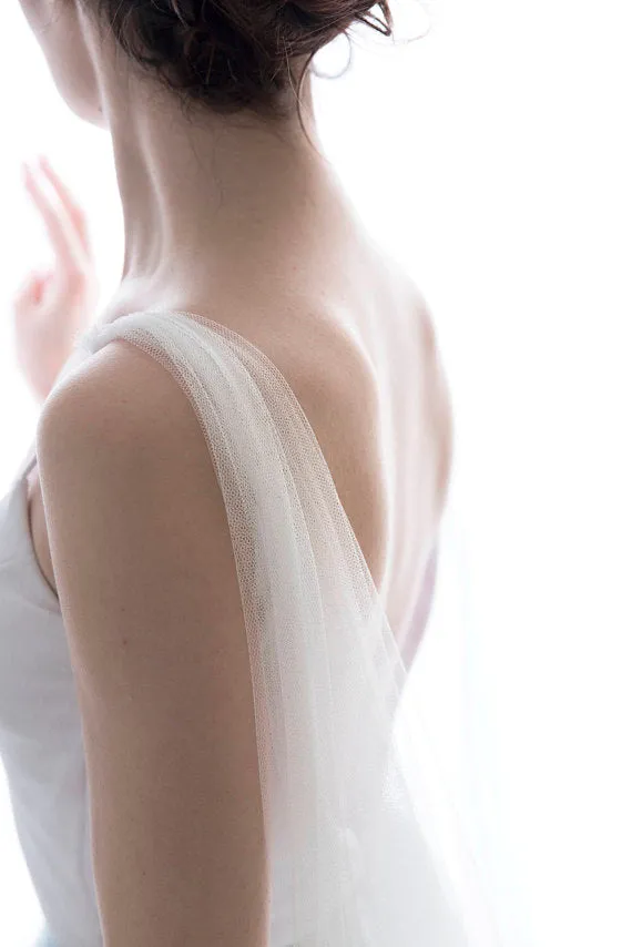 Bridal cape veil in custom color