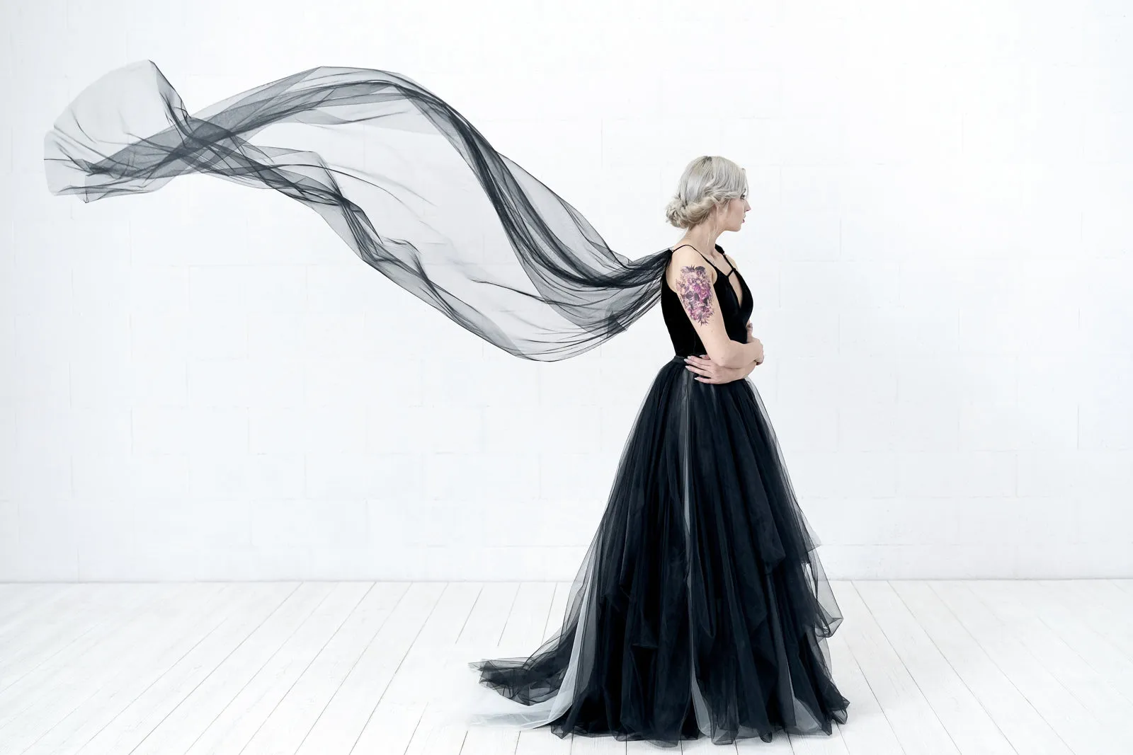 Custom color bridal cape - FLOOR