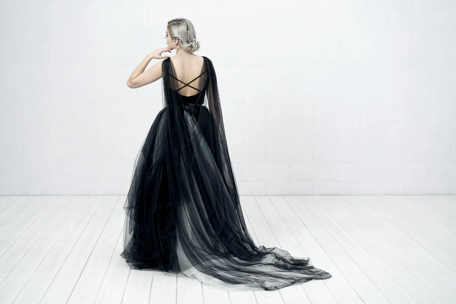 Custom color bridal cape - FLOOR