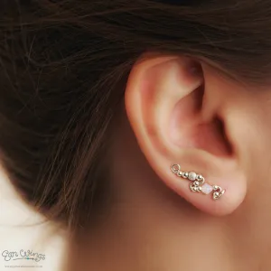 Ear Wings Bridal White Opal Crystal and Stardust Sterling Silver