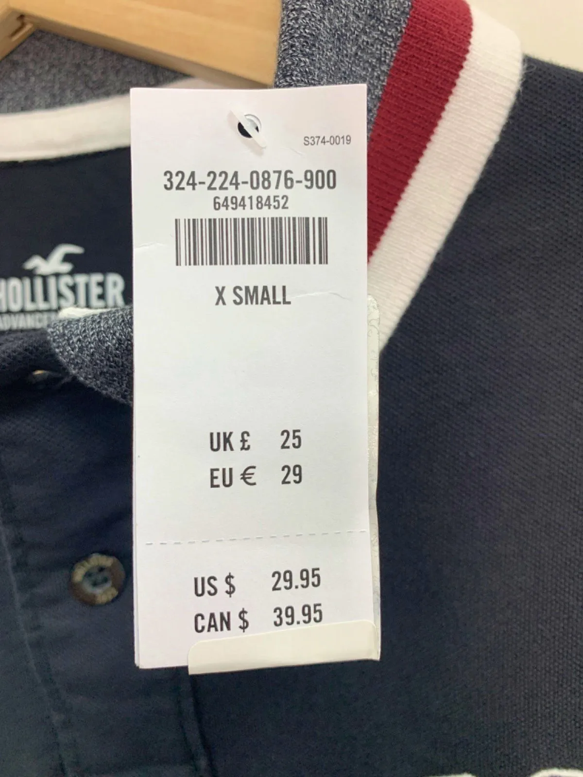 Hollister Navy Advanced Stretch Polo Shirt XS