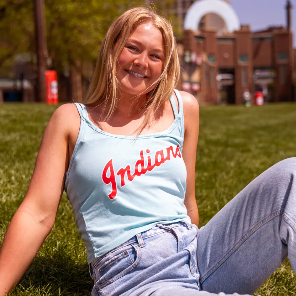 Indianapolis Indians Womens Retro 1970s/80s Cropped Double Strapped Tank Top