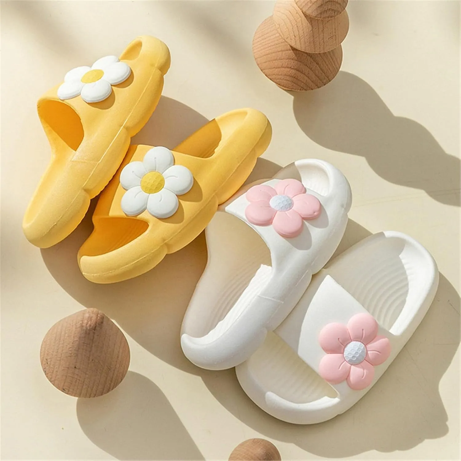 Kids Girls Comfortable Flower Cloud Slides Non Slip Lightweight Shower Sandals Fashion Thick House Bathroom Shoes