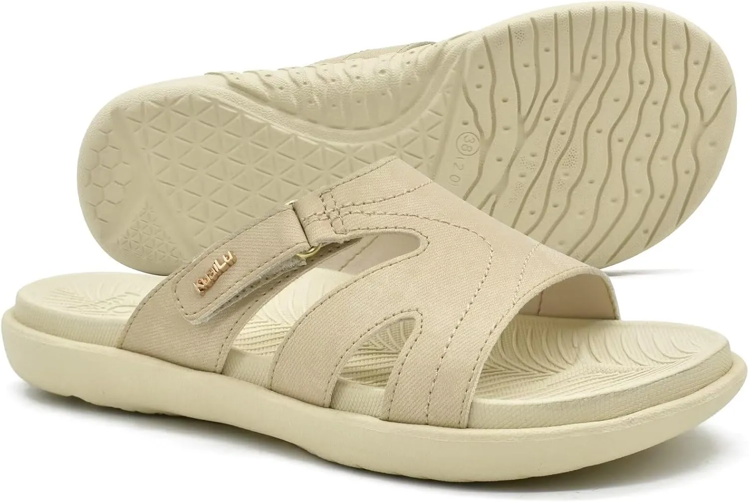 KuaiLu Womens Fashion Orthotic Slides Ladies Lightweight Athletic Yoga Mat Sandals Slip On Thick Cushion Slippers Sandals With Comfortable Plantar Fasciitis Arch Support