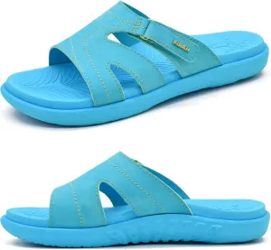 KuaiLu Womens Fashion Orthotic Slides Ladies Lightweight Athletic Yoga Mat Sandals Slip On Thick Cushion Slippers Sandals With Comfortable Plantar Fasciitis Arch Support