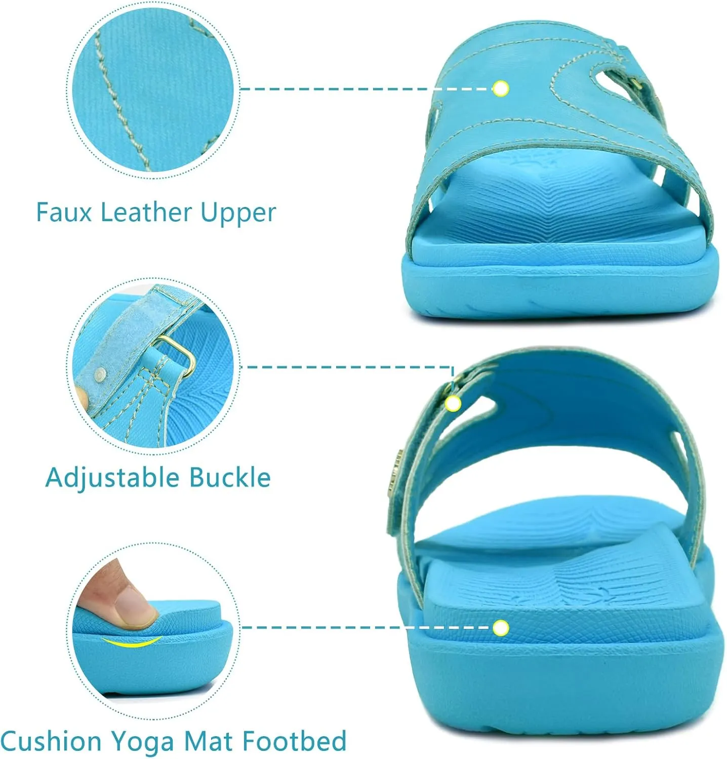 KuaiLu Womens Fashion Orthotic Slides Ladies Lightweight Athletic Yoga Mat Sandals Slip On Thick Cushion Slippers Sandals With Comfortable Plantar Fasciitis Arch Support