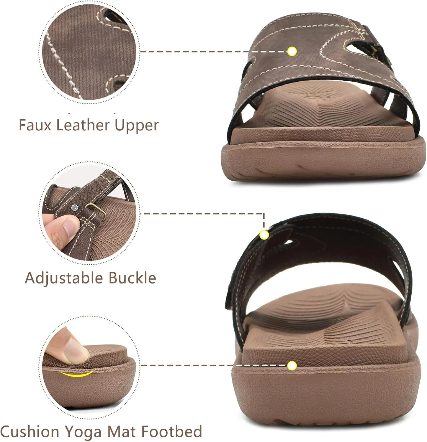 KuaiLu Womens Fashion Orthotic Slides Ladies Lightweight Athletic Yoga Mat Sandals Slip On Thick Cushion Slippers Sandals With Comfortable Plantar Fasciitis Arch Support