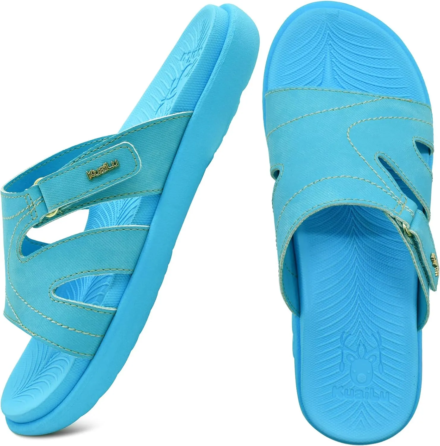 KuaiLu Womens Fashion Orthotic Slides Ladies Lightweight Athletic Yoga Mat Sandals Slip On Thick Cushion Slippers Sandals With Comfortable Plantar Fasciitis Arch Support