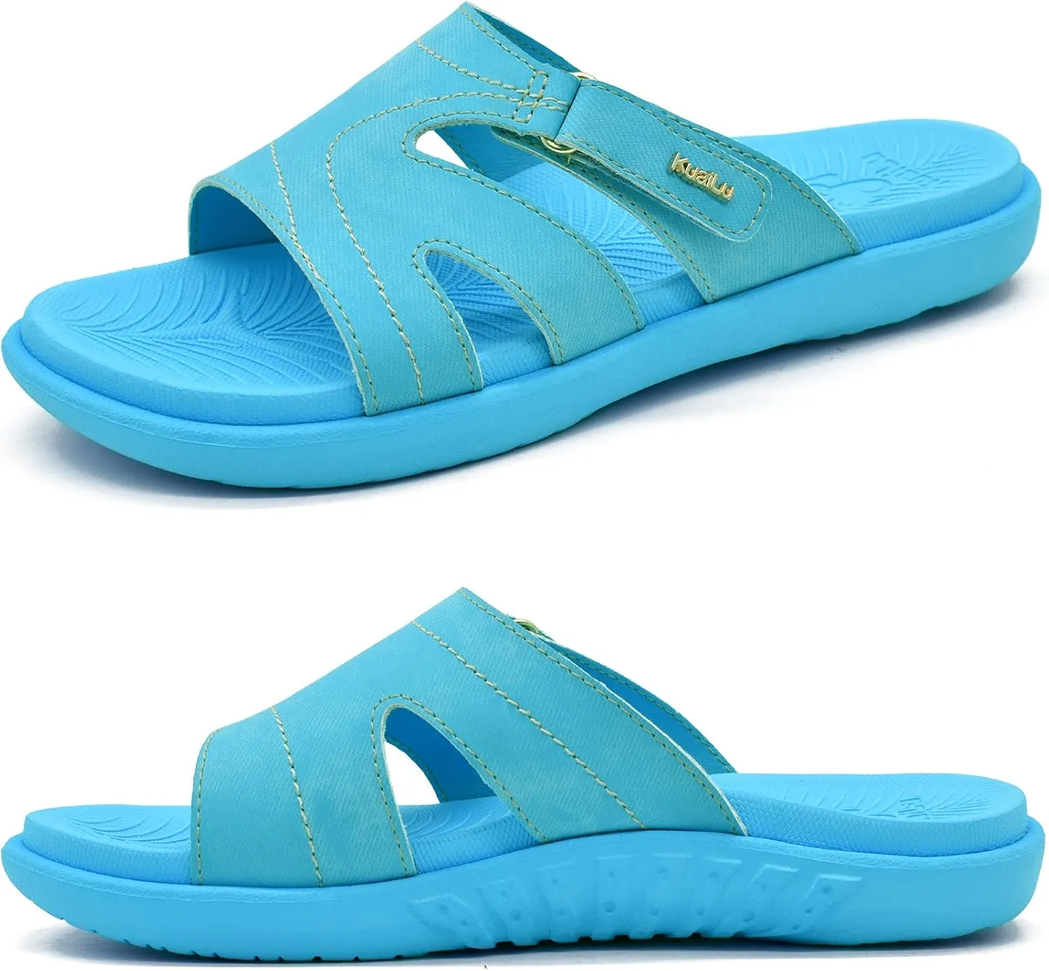 KuaiLu Womens Fashion Orthotic Slides Ladies Lightweight Athletic Yoga Mat Sandals Slip On Thick Cushion Slippers Sandals With Comfortable Plantar Fasciitis Arch Support