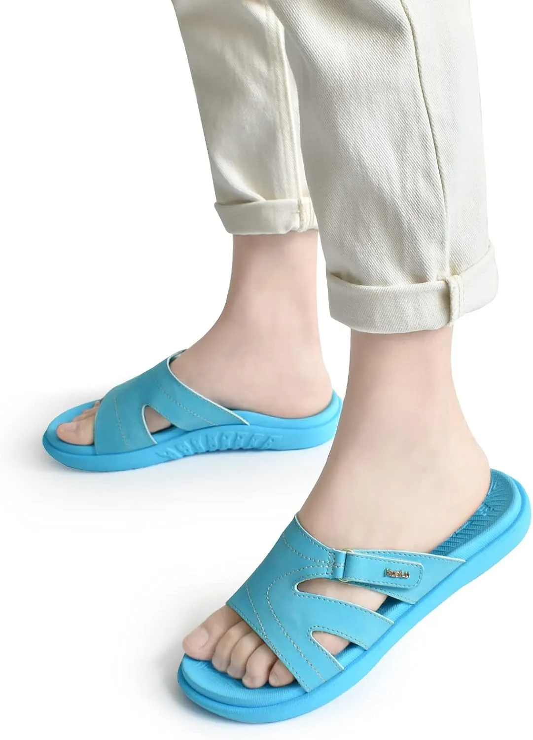 KuaiLu Womens Fashion Orthotic Slides Ladies Lightweight Athletic Yoga Mat Sandals Slip On Thick Cushion Slippers Sandals With Comfortable Plantar Fasciitis Arch Support