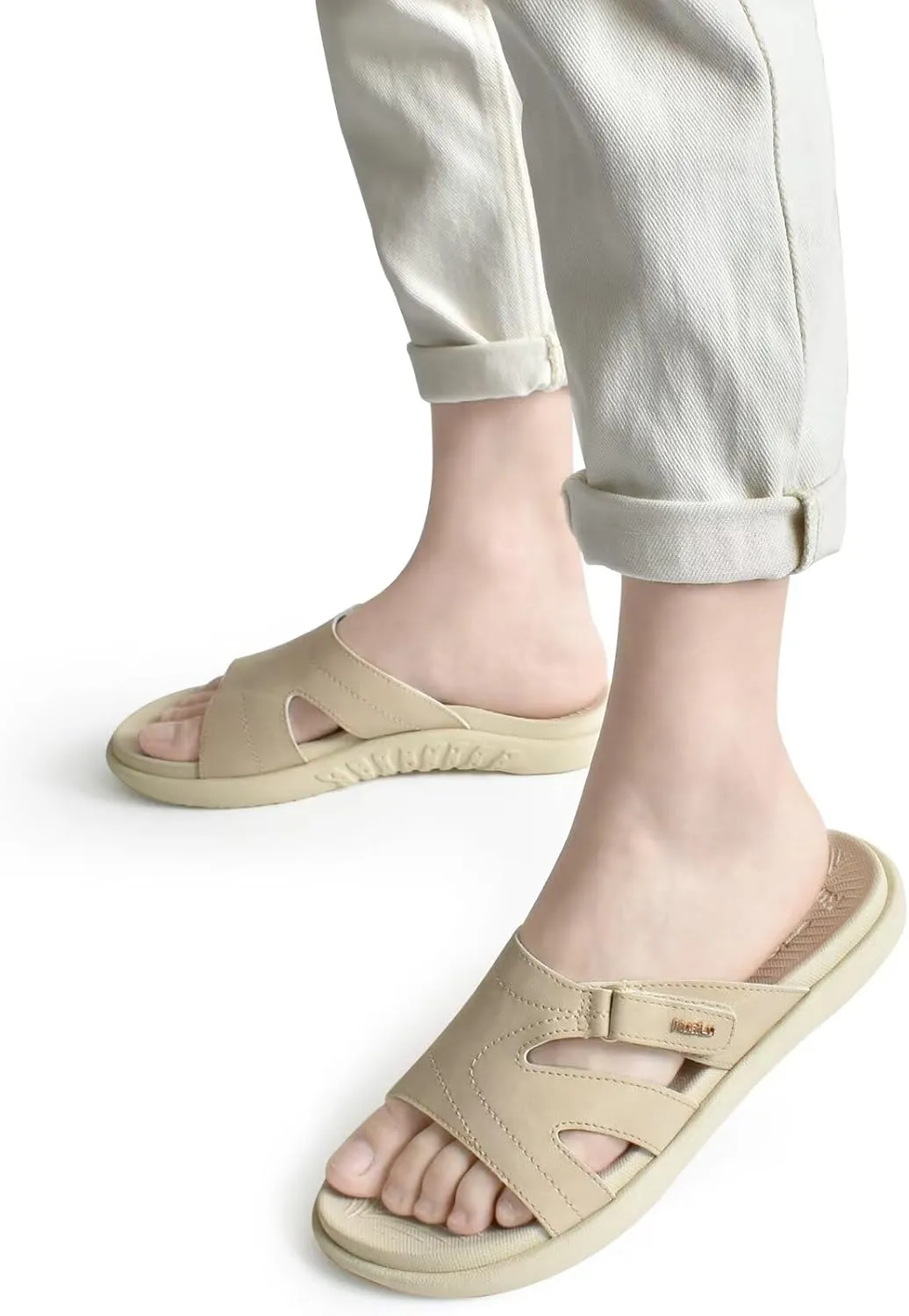 KuaiLu Womens Fashion Orthotic Slides Ladies Lightweight Athletic Yoga Mat Sandals Slip On Thick Cushion Slippers Sandals With Comfortable Plantar Fasciitis Arch Support