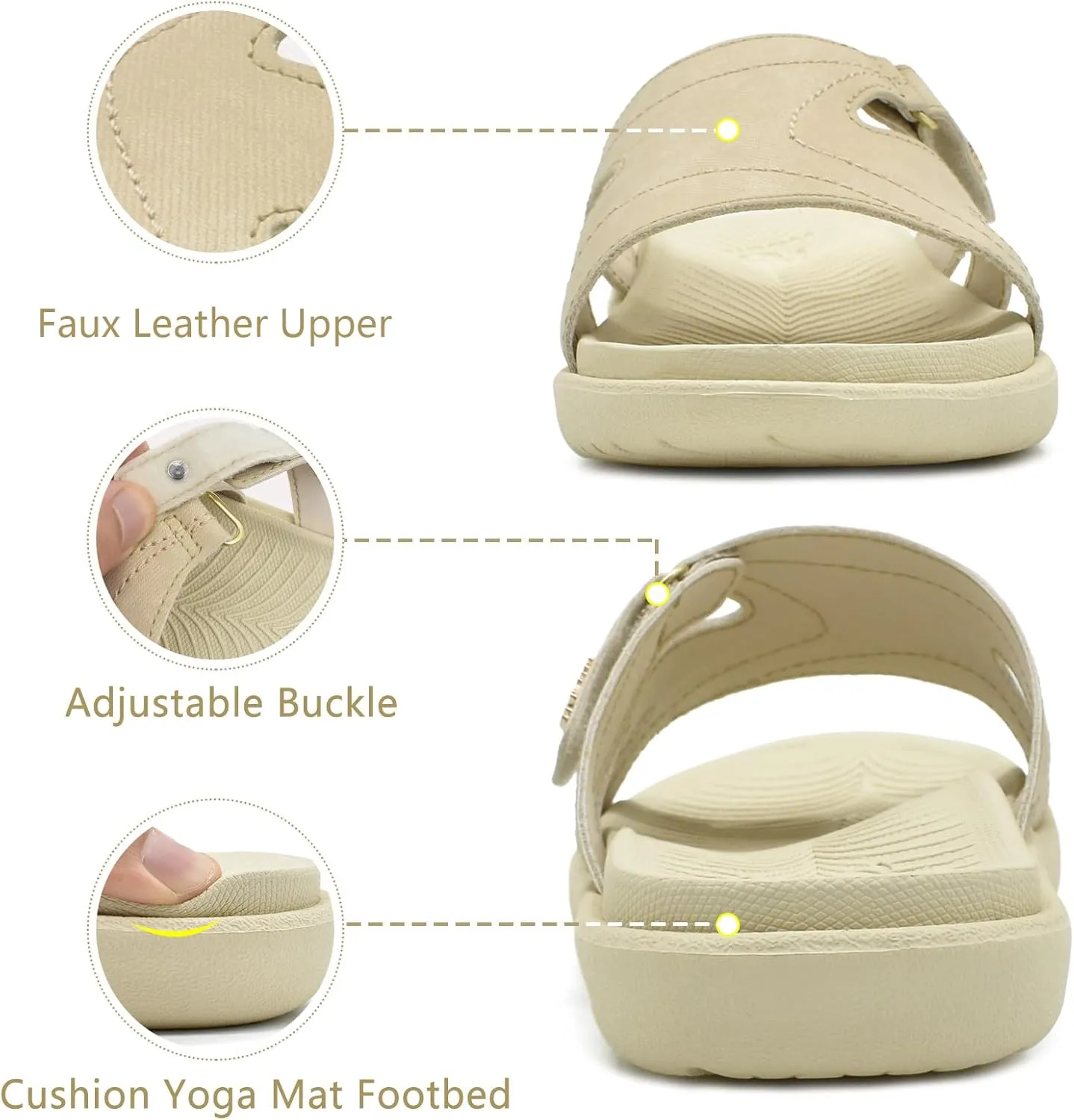 KuaiLu Womens Fashion Orthotic Slides Ladies Lightweight Athletic Yoga Mat Sandals Slip On Thick Cushion Slippers Sandals With Comfortable Plantar Fasciitis Arch Support