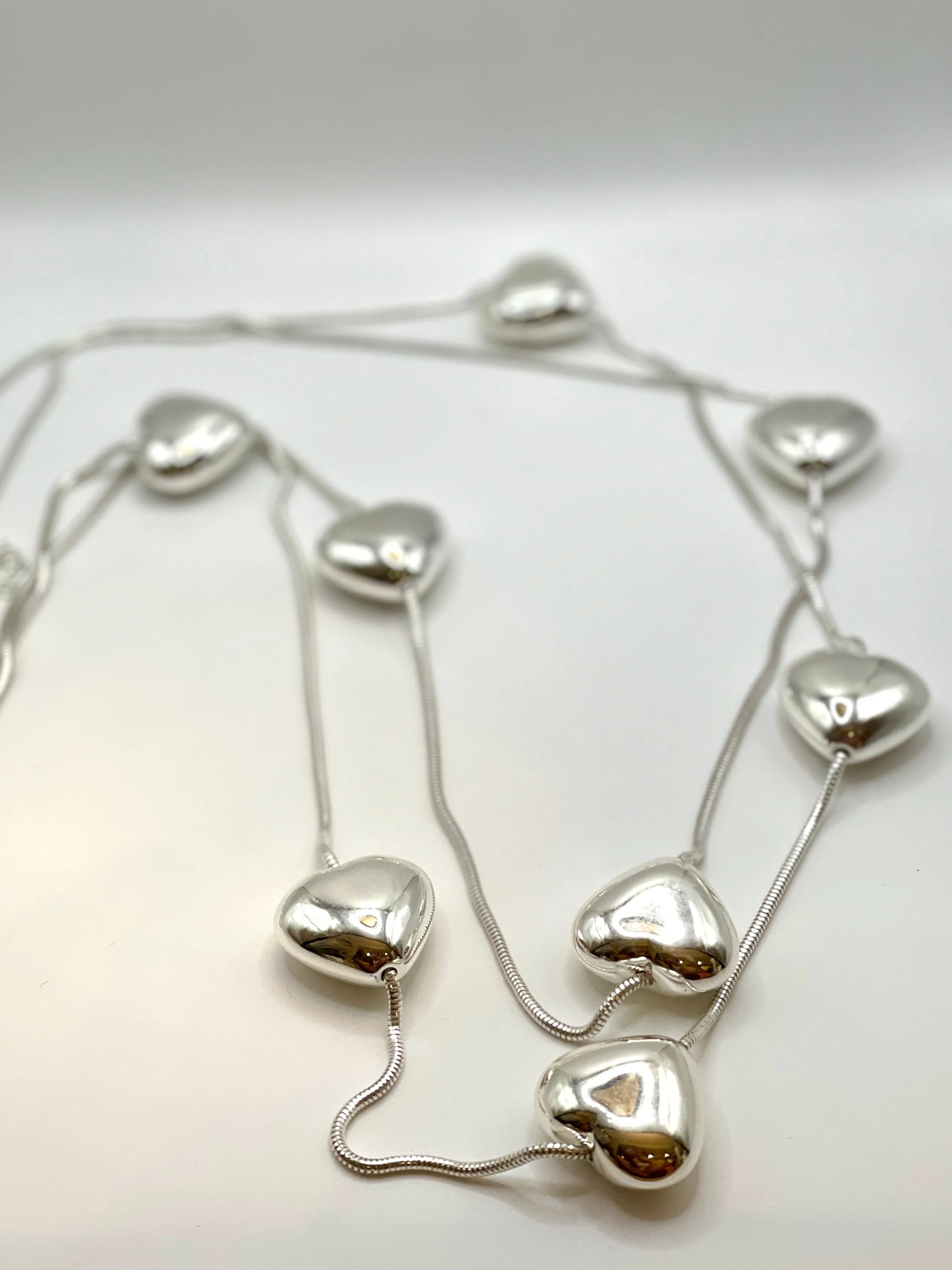 Long Necklace With Chunky Hearts all Round