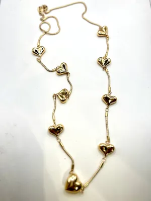Long Necklace With Chunky Hearts all Round