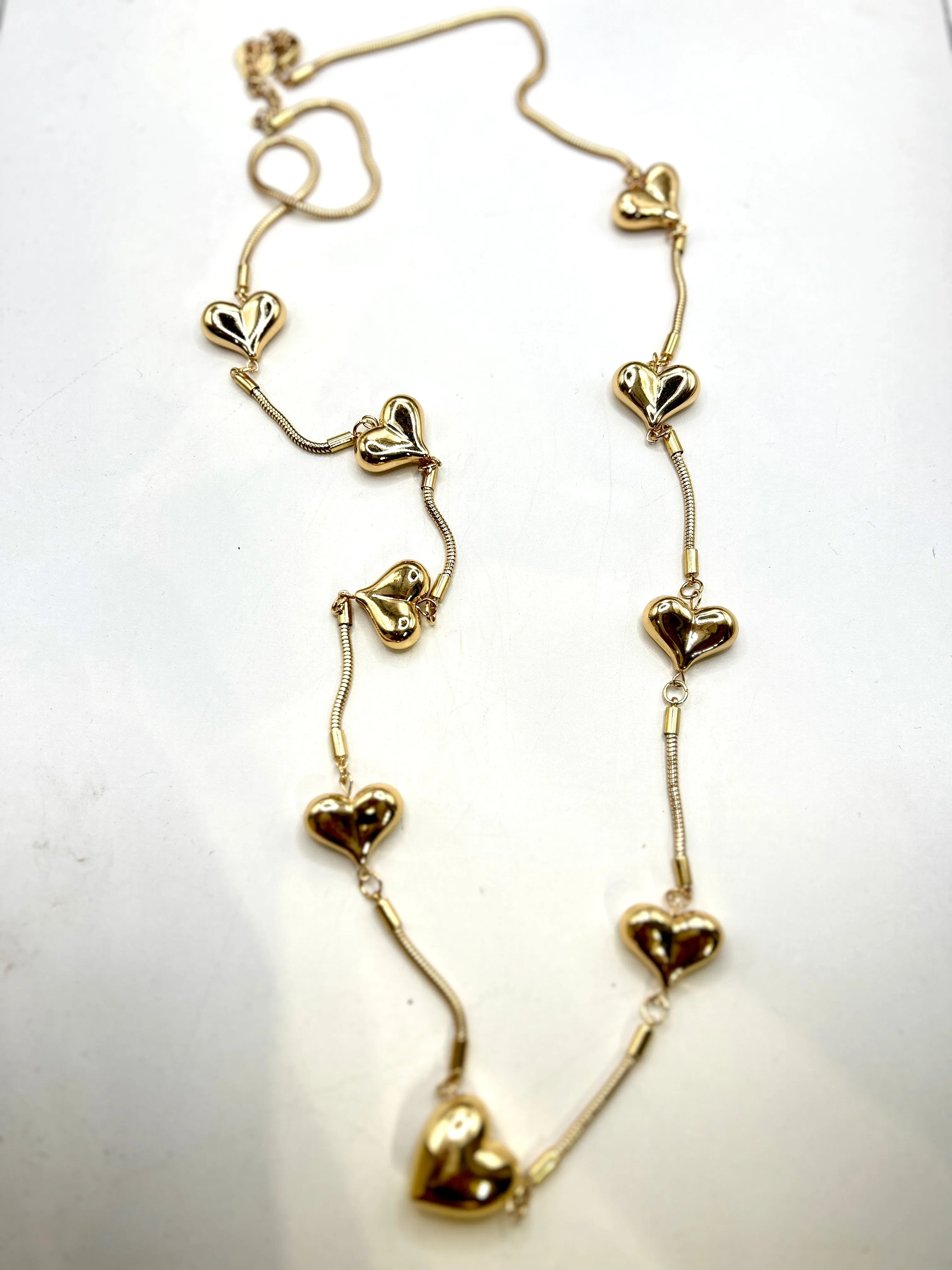 Long Necklace With Chunky Hearts all Round