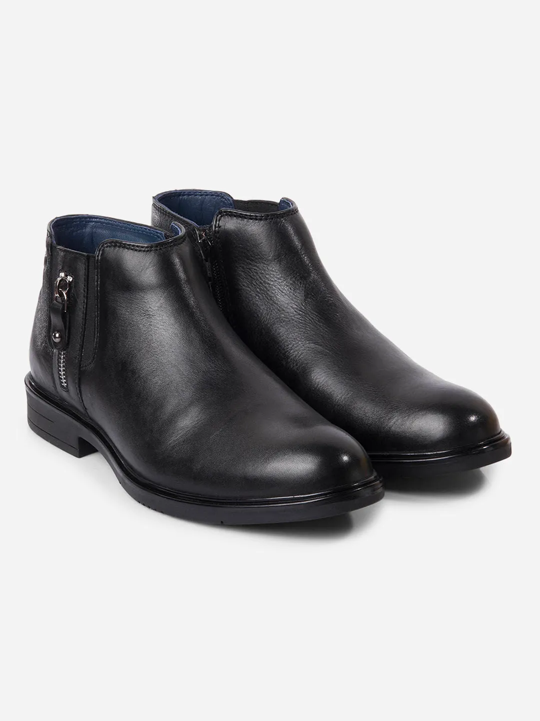 Men's Black Round Toe Casual Slip On Boots (ID2273)