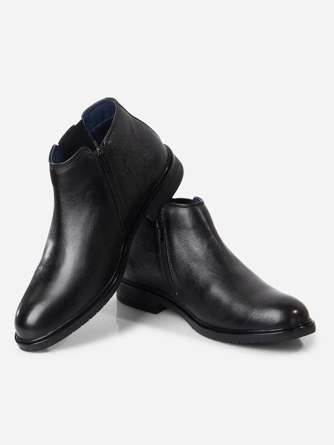 Men's Black Round Toe Casual Slip On Boots (ID2273)