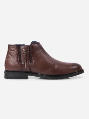 Men's Brown Round Toe Casual Slip On Boots (ID2273)