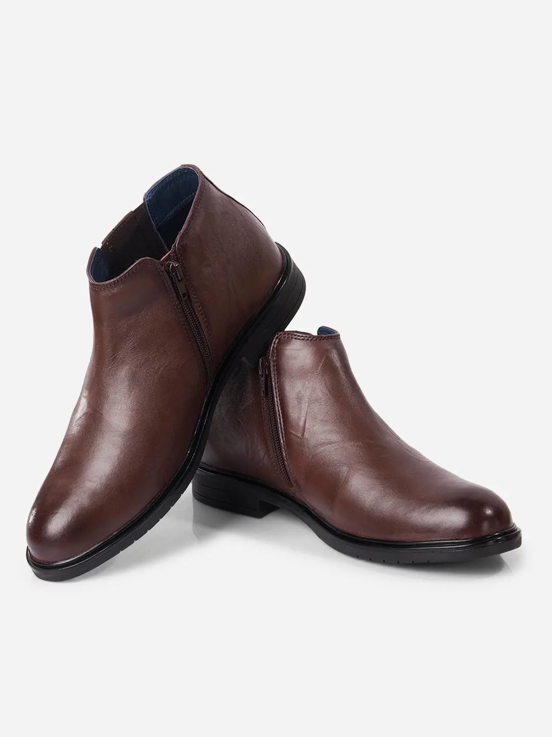 Men's Brown Round Toe Casual Slip On Boots (ID2273)