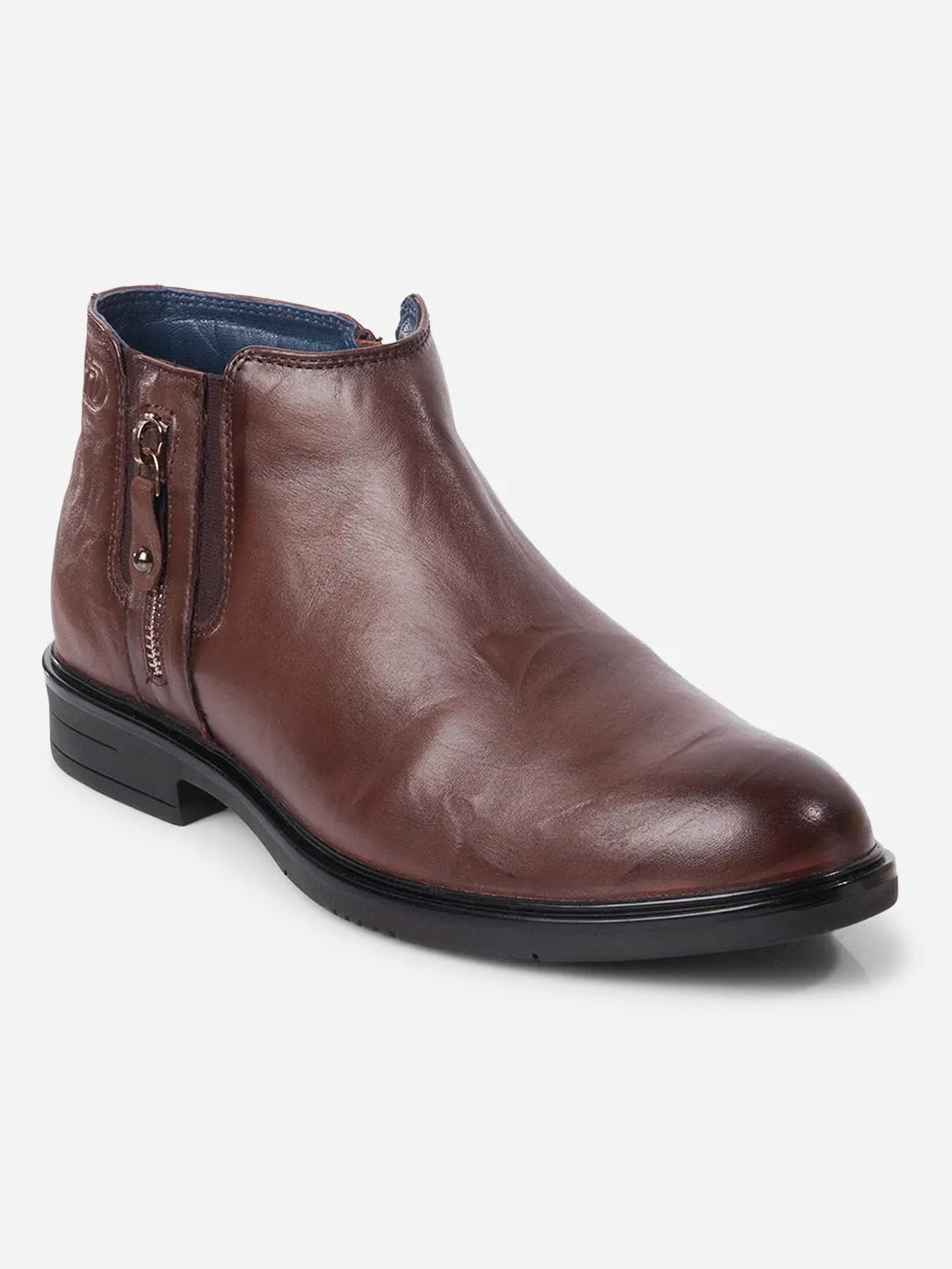 Men's Brown Round Toe Casual Slip On Boots (ID2273)