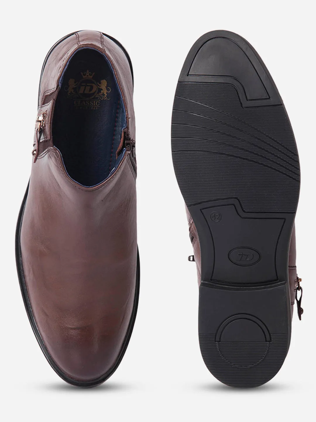Men's Brown Round Toe Casual Slip On Boots (ID2273)