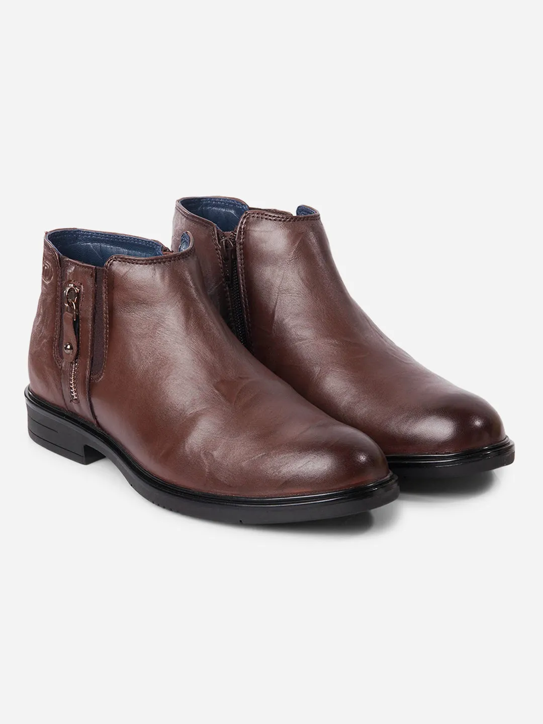 Men's Brown Round Toe Casual Slip On Boots (ID2273)
