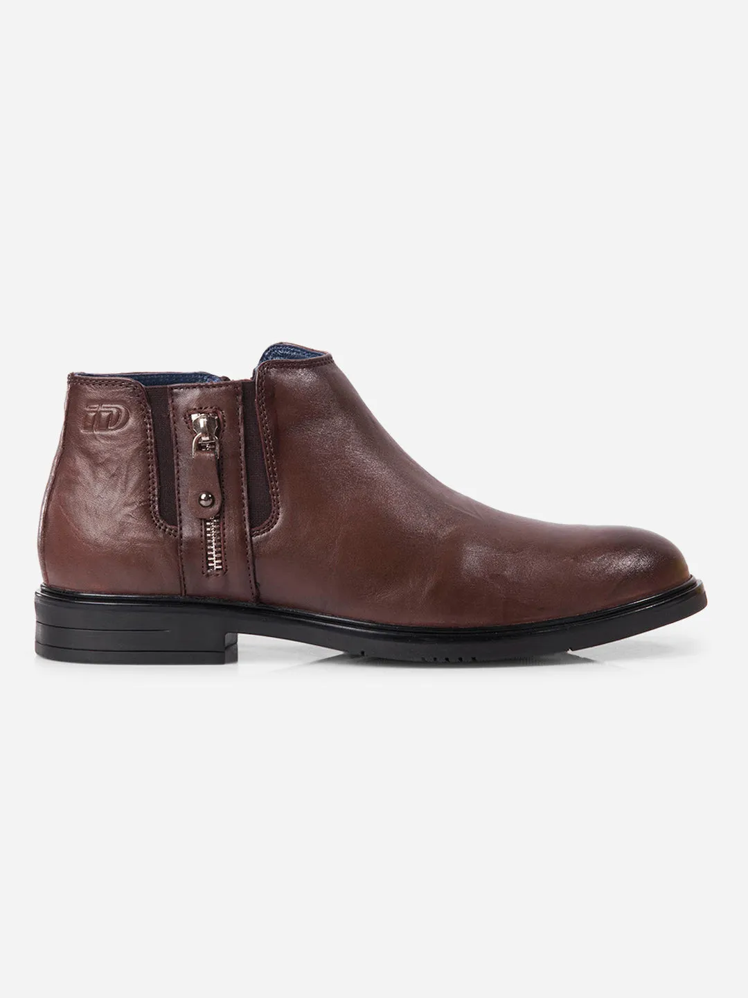 Men's Brown Round Toe Casual Slip On Boots (ID2273)