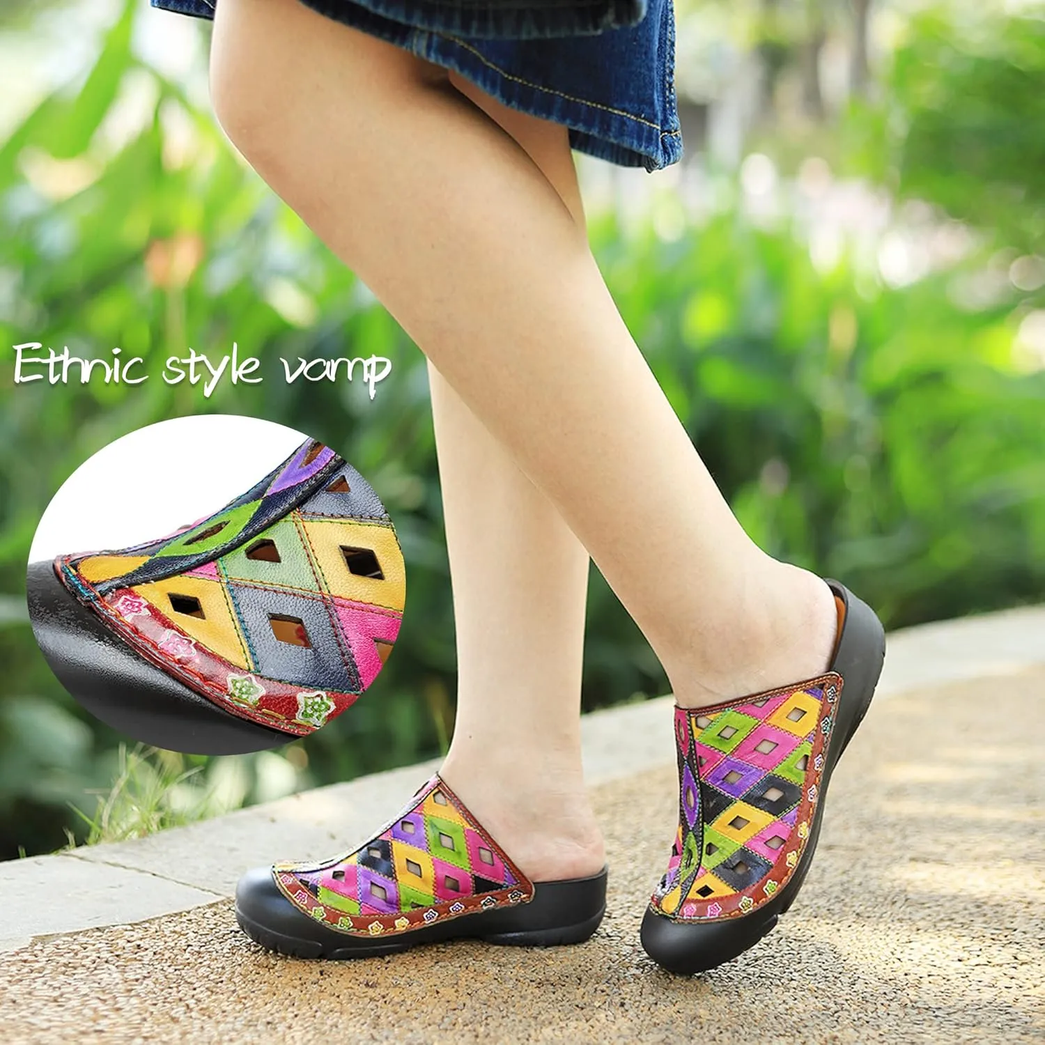 Riutiru Women's Handmade Vintage Ethnic Style Lambskin Sandals and Slippers - Fashion and lightweight Suitable for Any Occasion