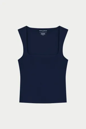 SCULPTING STRETCH SCOOP NECK TOP - DARK NAVY